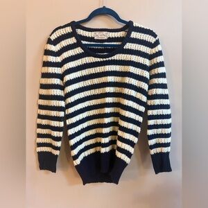 Funkys Groovys Revelations Sparkle Mills Blue & White Striped Open Knit Sweater